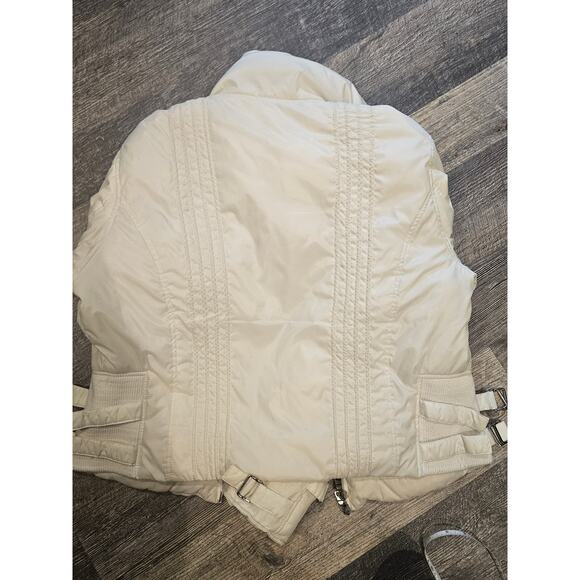 Guess y2k white ivory down bomber puffer jacket womens large medium buckle - Picture 9 of 12
